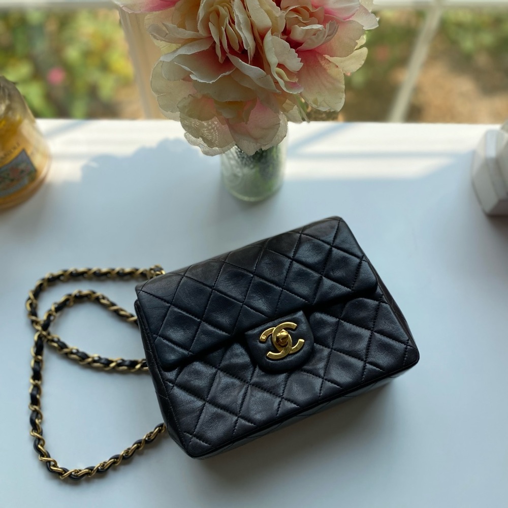 Chanel Black Lambskin Vintage 3 Series Square Mini